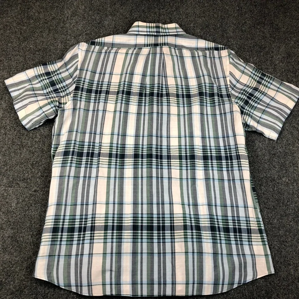 Brooks Brothers Regent Fit Plaid Short Sleeve Button Down Shirt Mens Large